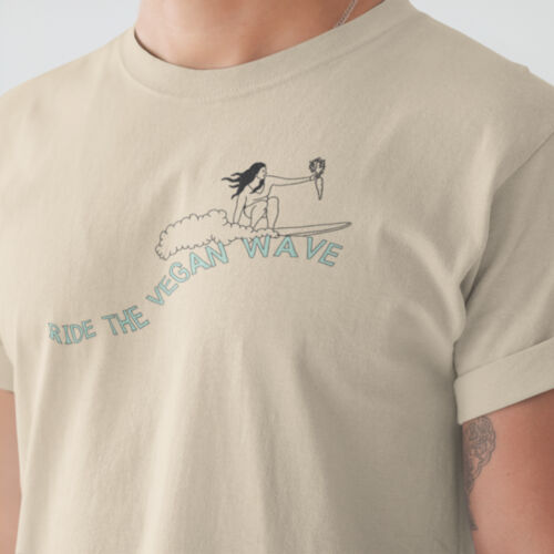 Ride The Vegan Wave Men's Size Tee Colored Thumbnail