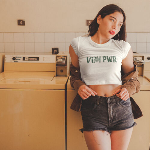 VGNPWR Green Logo Crop Tee White Thumbnail
