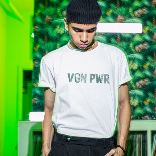 VGNPWR Green Logo Men's Size Tee White Thumbnail