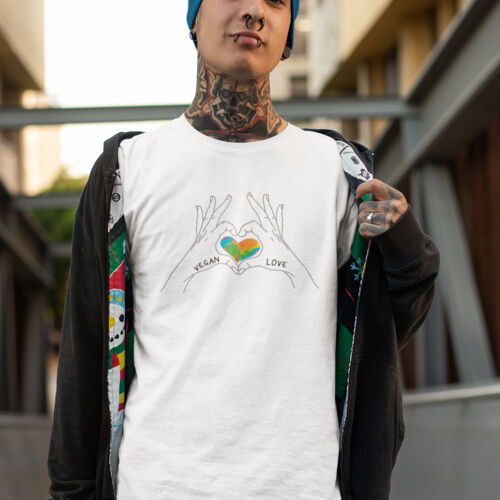 Vegan Love Men's Tee White Thumbnail
