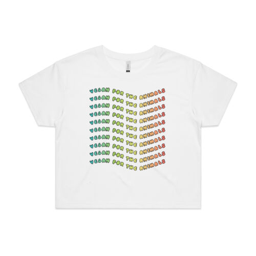 Vegan For the Animals Crop Tee White Thumbnail